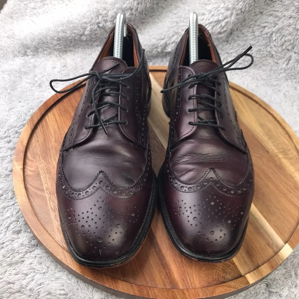 Allen Edmonds Ashland Dress Shoe Mens 9.5D Burgundy Wingtip Derby Oxford Leather